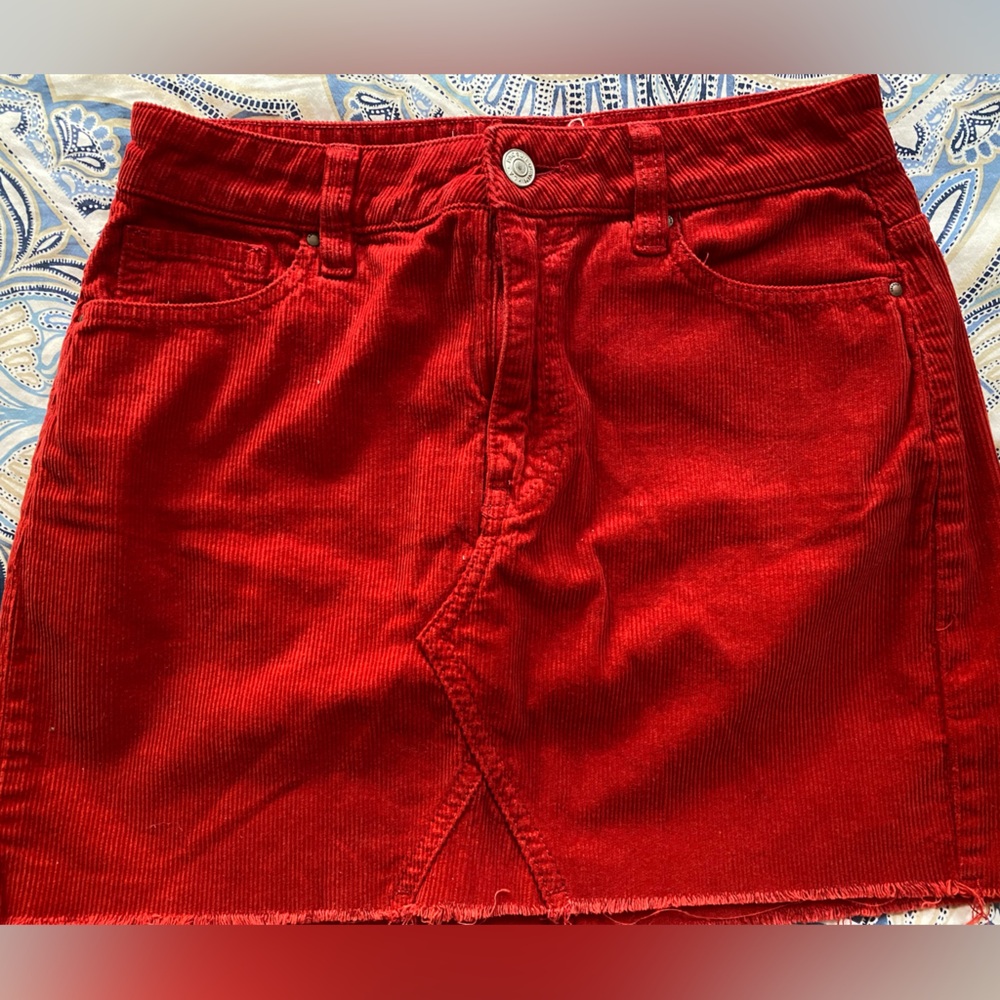 Red corduroy skirt from PACSUN.